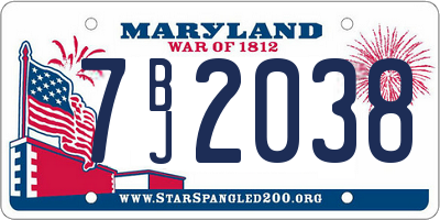 MD license plate 7BJ2038