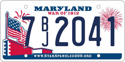 MD license plate 7BJ2041