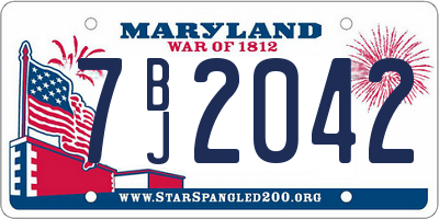 MD license plate 7BJ2042