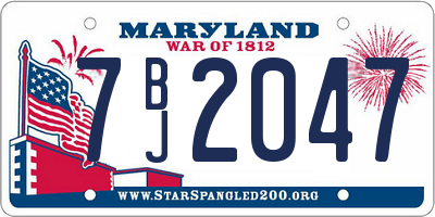 MD license plate 7BJ2047