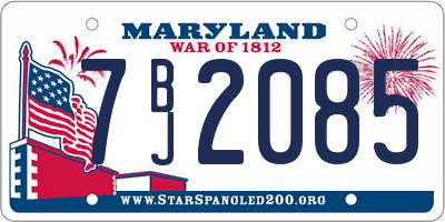 MD license plate 7BJ2085