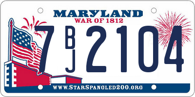 MD license plate 7BJ2104