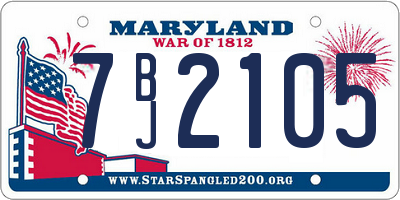 MD license plate 7BJ2105