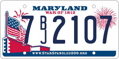 MD license plate 7BJ2107