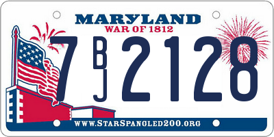 MD license plate 7BJ2128