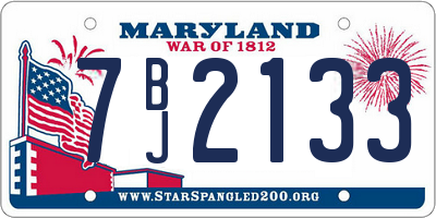 MD license plate 7BJ2133