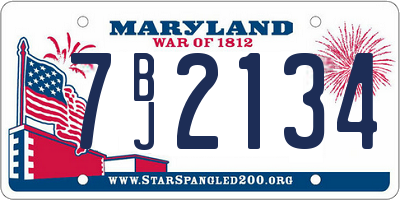 MD license plate 7BJ2134