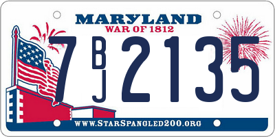 MD license plate 7BJ2135
