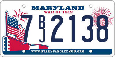 MD license plate 7BJ2138