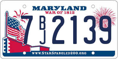 MD license plate 7BJ2139