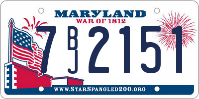 MD license plate 7BJ2151