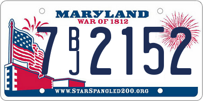 MD license plate 7BJ2152