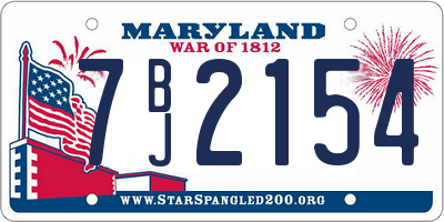 MD license plate 7BJ2154