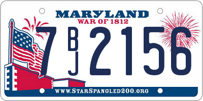MD license plate 7BJ2156