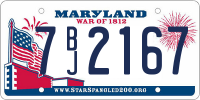 MD license plate 7BJ2167