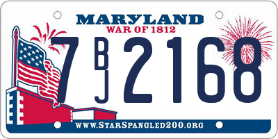 MD license plate 7BJ2168