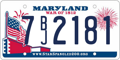 MD license plate 7BJ2181