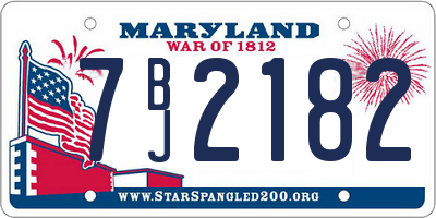 MD license plate 7BJ2182