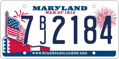 MD license plate 7BJ2184