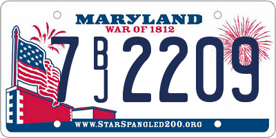 MD license plate 7BJ2209