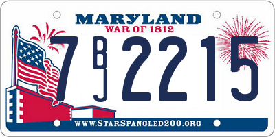 MD license plate 7BJ2215