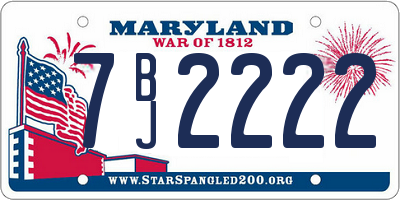 MD license plate 7BJ2222