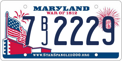 MD license plate 7BJ2229