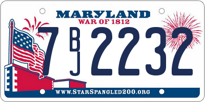 MD license plate 7BJ2232