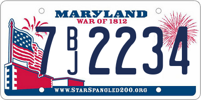 MD license plate 7BJ2234