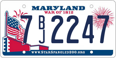 MD license plate 7BJ2247