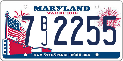 MD license plate 7BJ2255