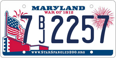 MD license plate 7BJ2257