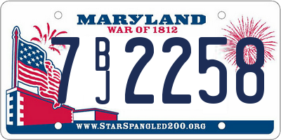 MD license plate 7BJ2258