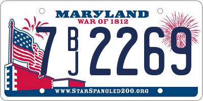 MD license plate 7BJ2269