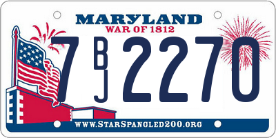 MD license plate 7BJ2270