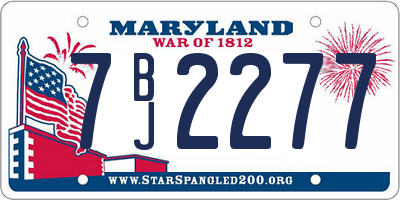MD license plate 7BJ2277