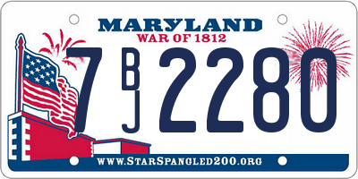 MD license plate 7BJ2280