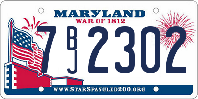 MD license plate 7BJ2302