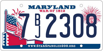 MD license plate 7BJ2308