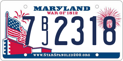 MD license plate 7BJ2318