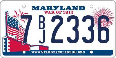 MD license plate 7BJ2336