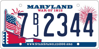 MD license plate 7BJ2344