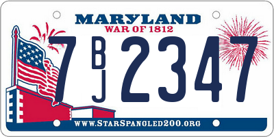 MD license plate 7BJ2347