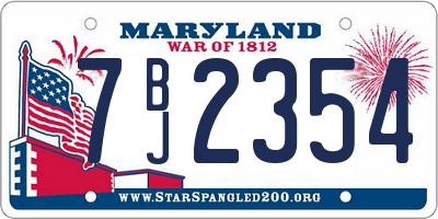MD license plate 7BJ2354