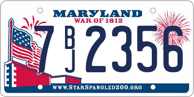 MD license plate 7BJ2356