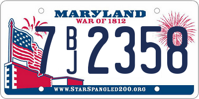 MD license plate 7BJ2358