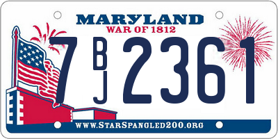 MD license plate 7BJ2361