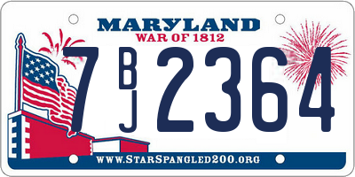 MD license plate 7BJ2364