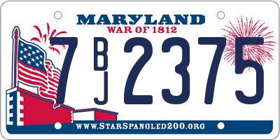 MD license plate 7BJ2375