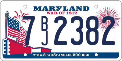 MD license plate 7BJ2382
